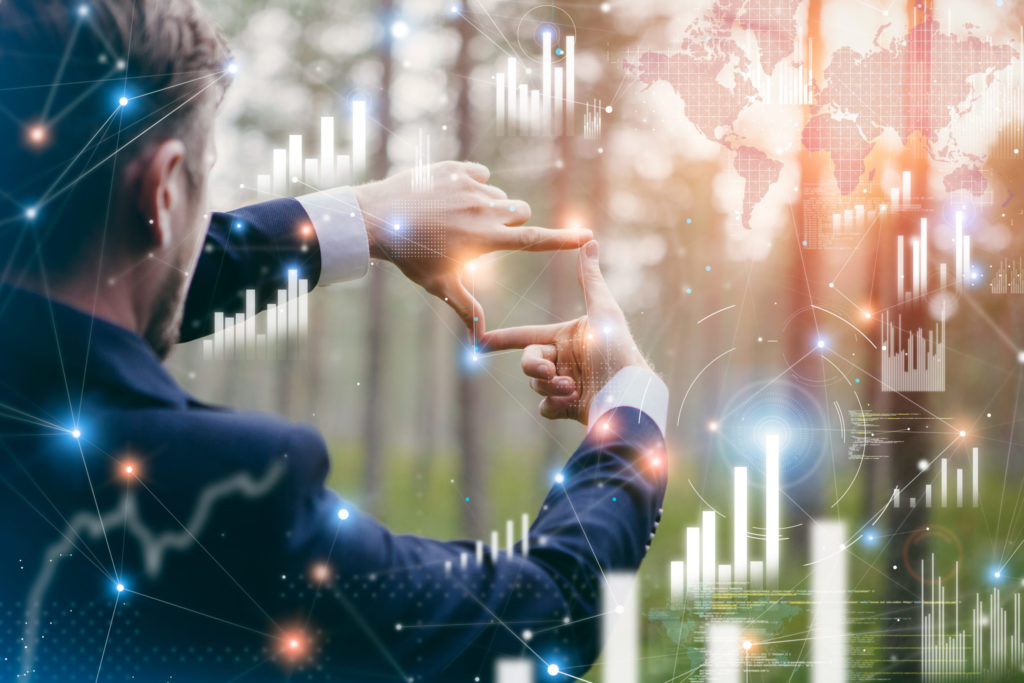Businessman working with futuristic interface